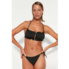Trendyol črni trakovi izrezani / okno Bikini vrh