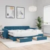 Vidaxl Izvlečna dnevna postelja s predali modra 80x200 cm žamet