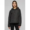 Womens Oversized Diamond Quilted Hooded Jacket Black