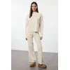 Trendyol Ecru*001 Basic Plain Knitwear Bottom-Top Set