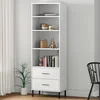 Regal za knjige s 2 ladice bijeli 60x35x180cm masivno drvo OSLO