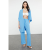 Trendyol Blue Woven Crepe Kimono Trouser Set