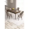 Hanah Home trpezarijski set Roz, sto na razvlačenje i 4 stolice, ploča u dekoru drveta Baroque, kapućino tkanina Babyface