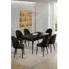 HANAH HOME Rasklopivi trpezarijski sto i stolice (7 delova) Enya Black Marble Black