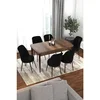 Hanah Home trpezarijski set Via, sto na razvlačenje i 6 stolica, ploča u dekoru drveta Baroque, crna tkanina Jerry