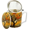 Duo Skodelica+pokrov+cedilo Drevo, 450 ml porcelan, darilna embalaža, 4545