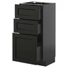 METOD / KNIVSHULT Podni element s 3 fioke, Crnosiva/Lerhyttan crno bajcovano, 40x37 cm