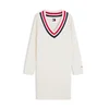 Tommy Jeans Pletena obleka mornarska/rdeča/bela