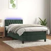 Krevet box spring s madracem LED tamnozeleni 90x200 cm baršun
