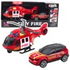 slomart LEAN TOYS Gasilec Helikopter + Reševalno Vozilo Komplet Svetloba Zvok