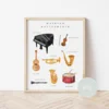 Its a moms world Edukativni poster za decu bez rama Muzički instrumenti A5, 3D