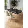 HANAH HOME Rasklopivi trpezarijski sto i stolice (5 delova) Nira Black Marble Chrome Cream