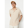 Trendyol Stone Regular Fit Short Sleeve Textured Knitted Shirt