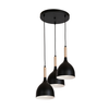 Luster na sajli NOAK WOOD 3xE27/15W/230V crna/buk