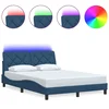Vidaxl Posteljni okvir z LED osvetlitvijo brez vzmetnice moder 140x190 cm blago