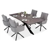 Homestyle4U Jedilna miza in stol set, 200x100 cm, rjava črna siva