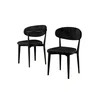 Hanah Home set trpezarijskih stolica Onex 6 kom, crna bukle tkanina, crne drvene noge