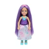 Punčka Barbie Chelsea - cvetlična obleka, vijolični lasje (JKH60)