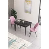 Hanah Home trpezarijski set Nil, sto i 2 stolice, ploča u dekoru crnog mermera, roze tkanina Babyface