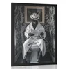 Plakat črni konj s časopisom na stranišču - 40x60 black