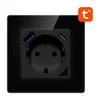 Pametna WiFi stenska vtičnica 16A 2xUSB TUYA črna Alexa Google Assistant
