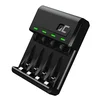 Green Cell Zeleno Celico GC VitalCharger - Polnilec za Domače Baterije USB, Podpira 4 AA/AAA, NiMH, Črna