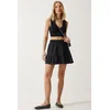 Happiness Istanbul Womens Black Mini Flounce Skirt