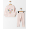 VIA GIRLS Kompletić za devojčice, majica i pantalone Minnie Flowers,Roze