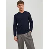 JACK & JONES Pulover JJEBASIC KNIT V-NECK, modra