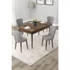 Hanah Home trpezarijski set Due, sto na razvlačenje i 4 stolice, ploča u dekoru drveta Baroque, siva tkanina Babyface