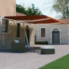 vidaXL Avtomatska tenda LED + senzor 600x300 cm oranžna/rjava