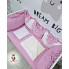 Bubamara 037 Set za krevetac sa ogradom od jastuka sa karnerom, Sa lastišem, Roze-beli