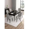 Hanah Home Set Trpezarijski sto i 6 stolica Are, Sivo-crni