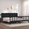 Okvir za krevet s uzglavljem crni 200 x 200 cm od masivnog drva