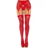 LEG AVENUE - LACE THIGH HIGHS & GARTERBELT RED