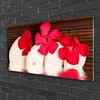 tulup.si Steklena slika Red flowers stones 100x50 cm 4 obešalnika