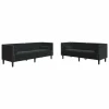 Kauč za dnevni boravak 2 pcs Crna 194 x 74,5 x 70,5 cm Baršun