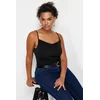 Trendyol Curve Black Polka Dot Collar Strap Knitted Blouse