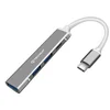 Multifunkcijski USB Hub Techsuit PolarisBridge 4v1 z 1x USB?3.0, 2x USB?2.0 in 1x USB-C vhodom za enostavno povezovanje - srebrn