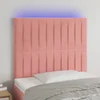 VIDAXL LED posteljno vzglavje roza 90x5x118/128 cm žamet
