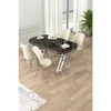 Hanah Home trpezarijski set Lai, sto i 4 stolice, ploča u dekoru Sonata, hromirane noge, krem tkanina Babyface
