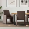 Jedilni stoli s kolesi 2 kos Umetna koža Rjava 57 x 66 x 94 cm