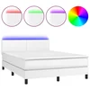 Vidaxl Box spring postelja z vzmetnico LED bela 140x200cm umetno usnje