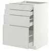 METOD / MAXIMERA Podni element 4 fronta/4 fioke, bela/Aspudden svetlosiva, 60x60 cm