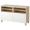 BESTA TV stalaža s vratima, belo b. im. hrastovine/Lappviken/Stubbarp bela, 120x42x74 cm