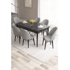 Hanah Home Set Trpezarijski sto i 6 stolica Roz, Sivo-crni