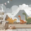 Samolepilna tapeta pisani dinozavri v pokrajini - 98x66