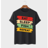MAFIMI Majica Eat Sleep Fish Repeat, Crna