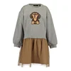 BLUE SEVEN Obleka bež / rjava / pegasto siva