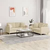2-dijelni set sofa s jastucima krem od tkanine